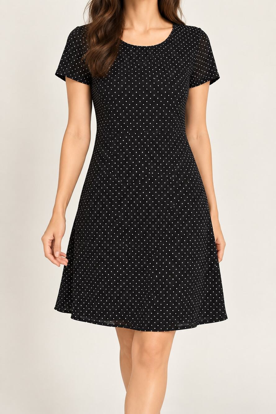 VTG Ronni Nicole Dress Black Polka Classic 90s Y2K Dark Feminine Office Siren S